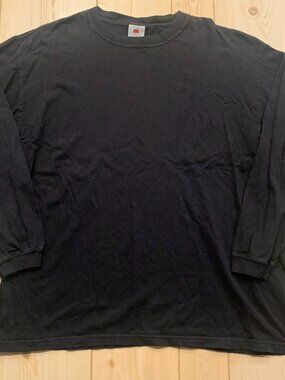 Vintage Y2K County Seat Retro Classic Plain Blank Black Long Sleeve T-Shirt L